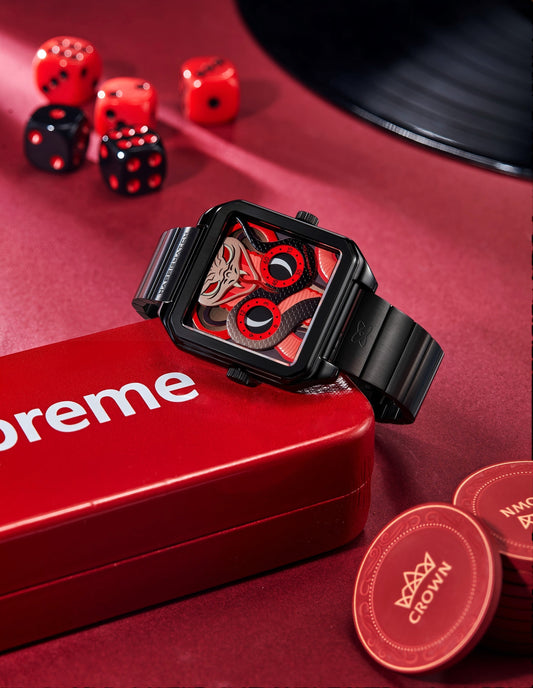 HappieWatch Black Mamba Steel Watch — Venomous Red Dial