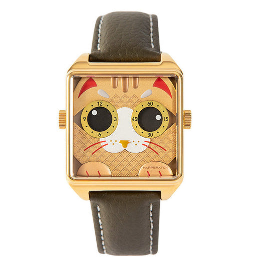 HappieWatch The Lucky Cat A Golden Charm Watch