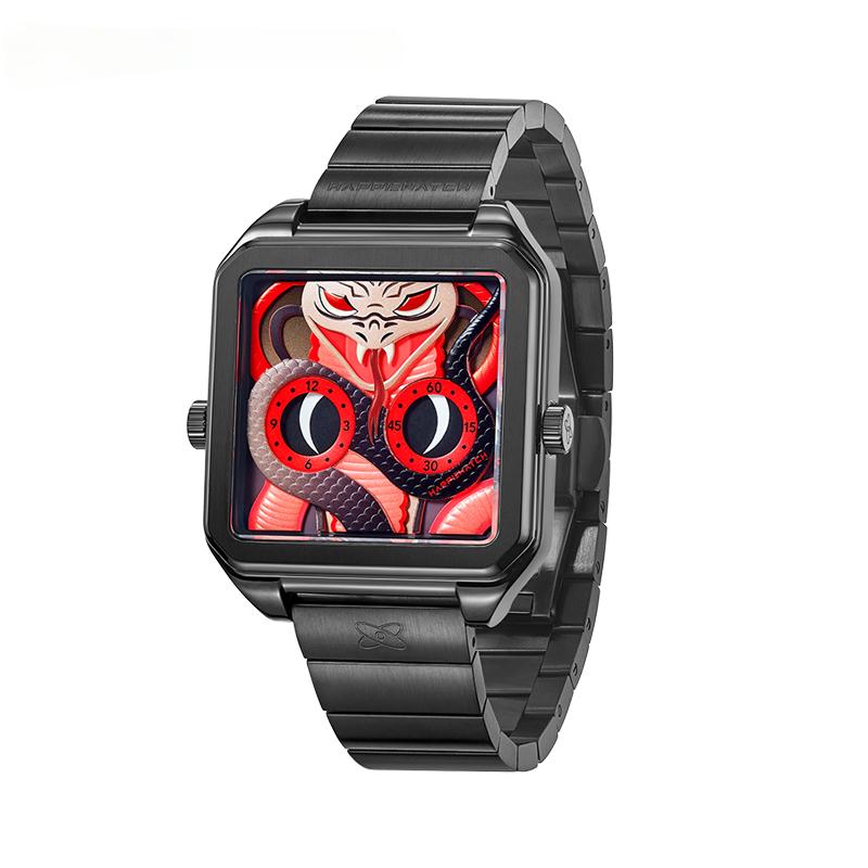 HappieWatch Black Mamba Steel Watch — Venomous Red Dial