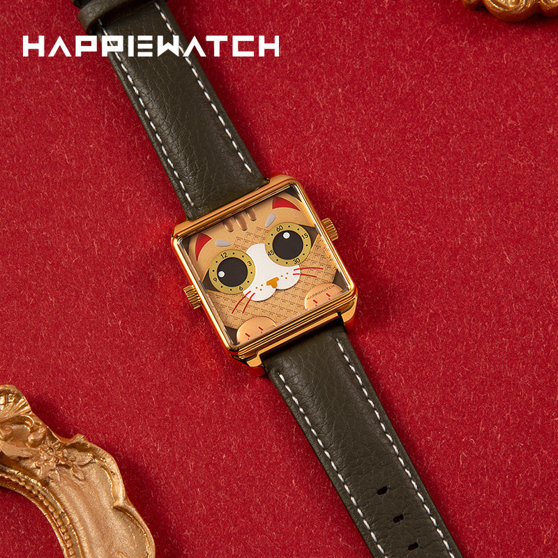 HappieWatch The Lucky Cat A Golden Charm Watch