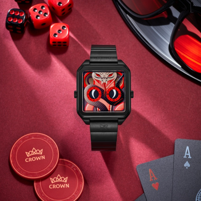 HappieWatch Black Mamba Steel Watch — Venomous Red Dial