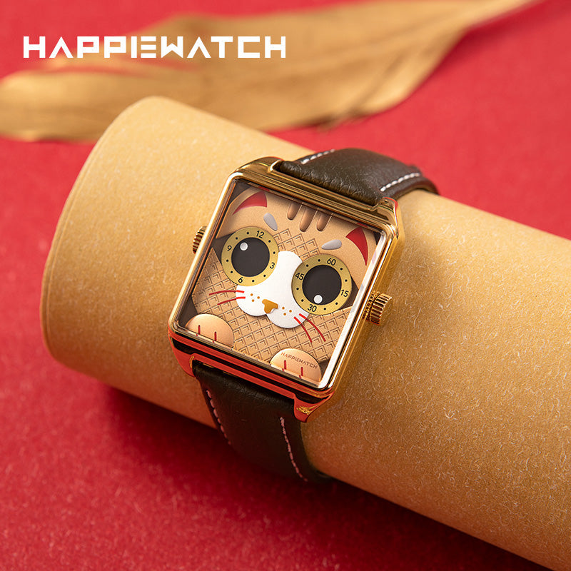 HappieWatch The Lucky Cat A Golden Charm Watch