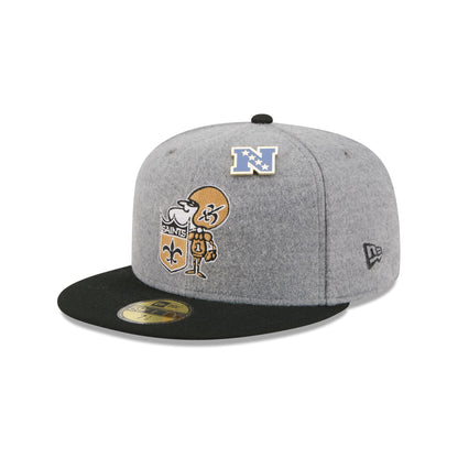 New Orleans Saints Heather Gray Wool 59FIFTY Fitted Hat