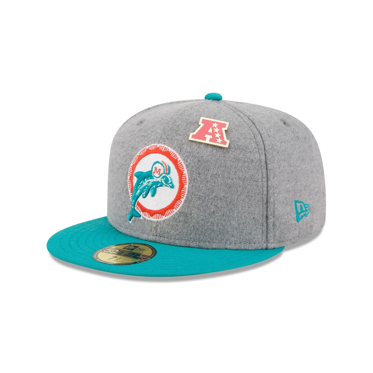 Miami Dolphins Heather Gray Wool 59FIFTY Fitted Hat