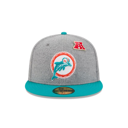 Miami Dolphins Heather Gray Wool 59FIFTY Fitted Hat