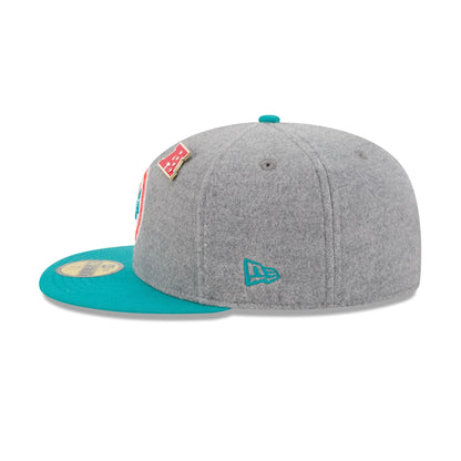 Miami Dolphins Heather Gray Wool 59FIFTY Fitted Hat