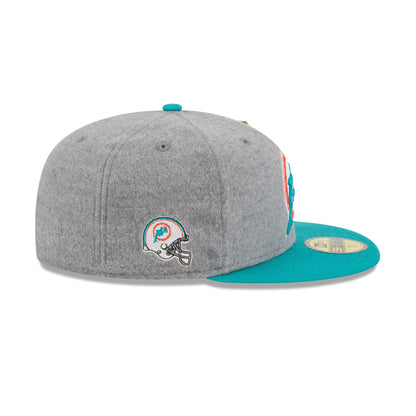 Miami Dolphins Heather Gray Wool 59FIFTY Fitted Hat