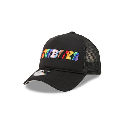 Dallas Cowboys Rainbow Wordmark 9FORTY A-Frame Trucker Hat