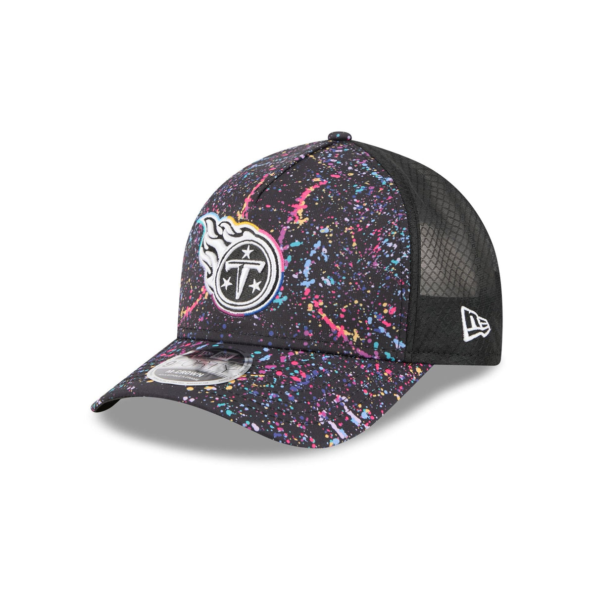 Tennessee Titans 2025 Crucial Catch 9FORTY M-Crown A-Frame Trucker Hat