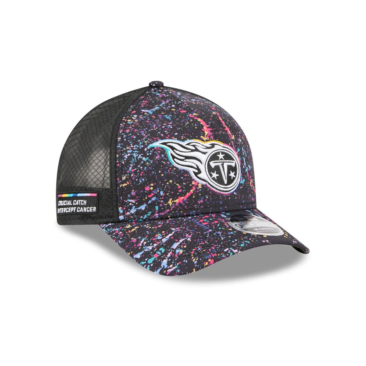 Tennessee Titans 2025 Crucial Catch 9FORTY M-Crown A-Frame Trucker Hat