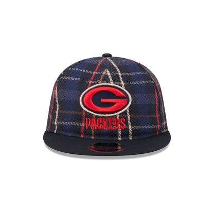 Green Bay Packers Grunge Plaid Retro Crown 9FIFTY Adjustable Hat