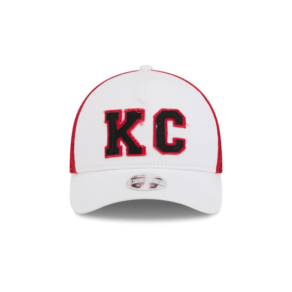 Kansas City Chiefs Optic White Felt Logo Women's 9FORTY M-Crown A-Frame Trucker Hat