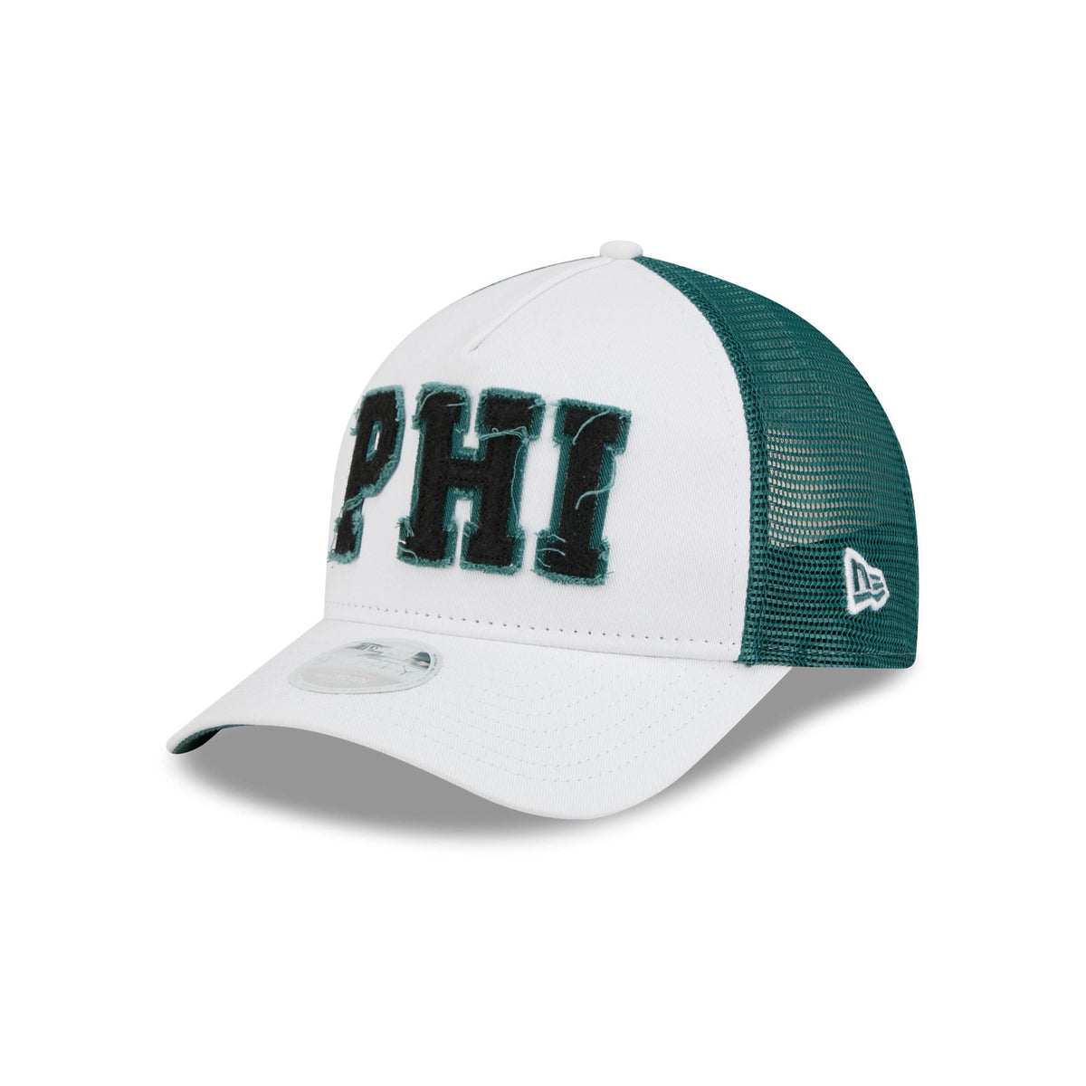 Philadelphia Eagles Optic White Felt Logo Women's 9FORTY M-Crown A-Frame Trucker Hat