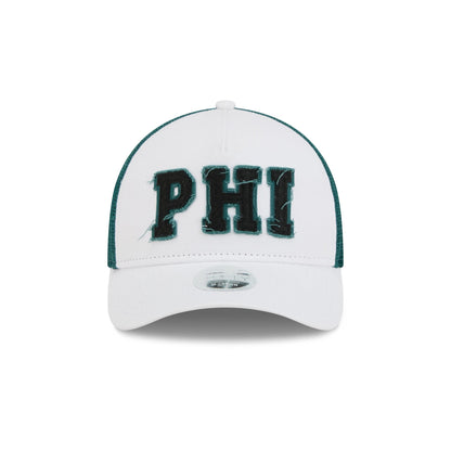 Philadelphia Eagles Optic White Felt Logo Women's 9FORTY M-Crown A-Frame Trucker Hat
