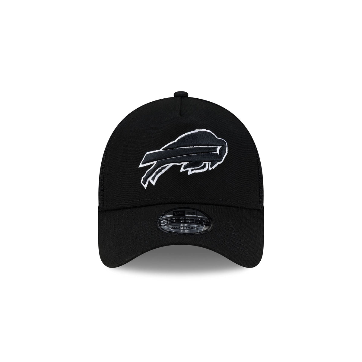 Buffalo Bills Side Script Black 9FORTY A-Frame Trucker Hat