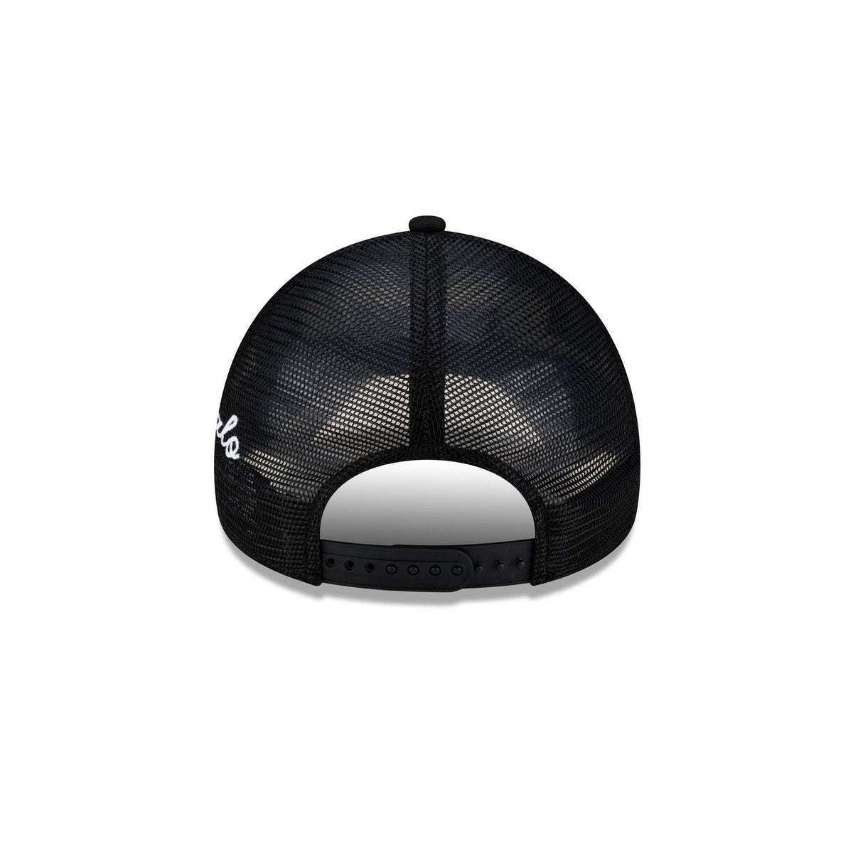 Buffalo Bills Side Script Black 9FORTY A-Frame Trucker Hat