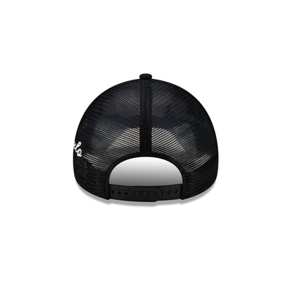 Buffalo Bills Side Script Black 9FORTY A-Frame Trucker Hat