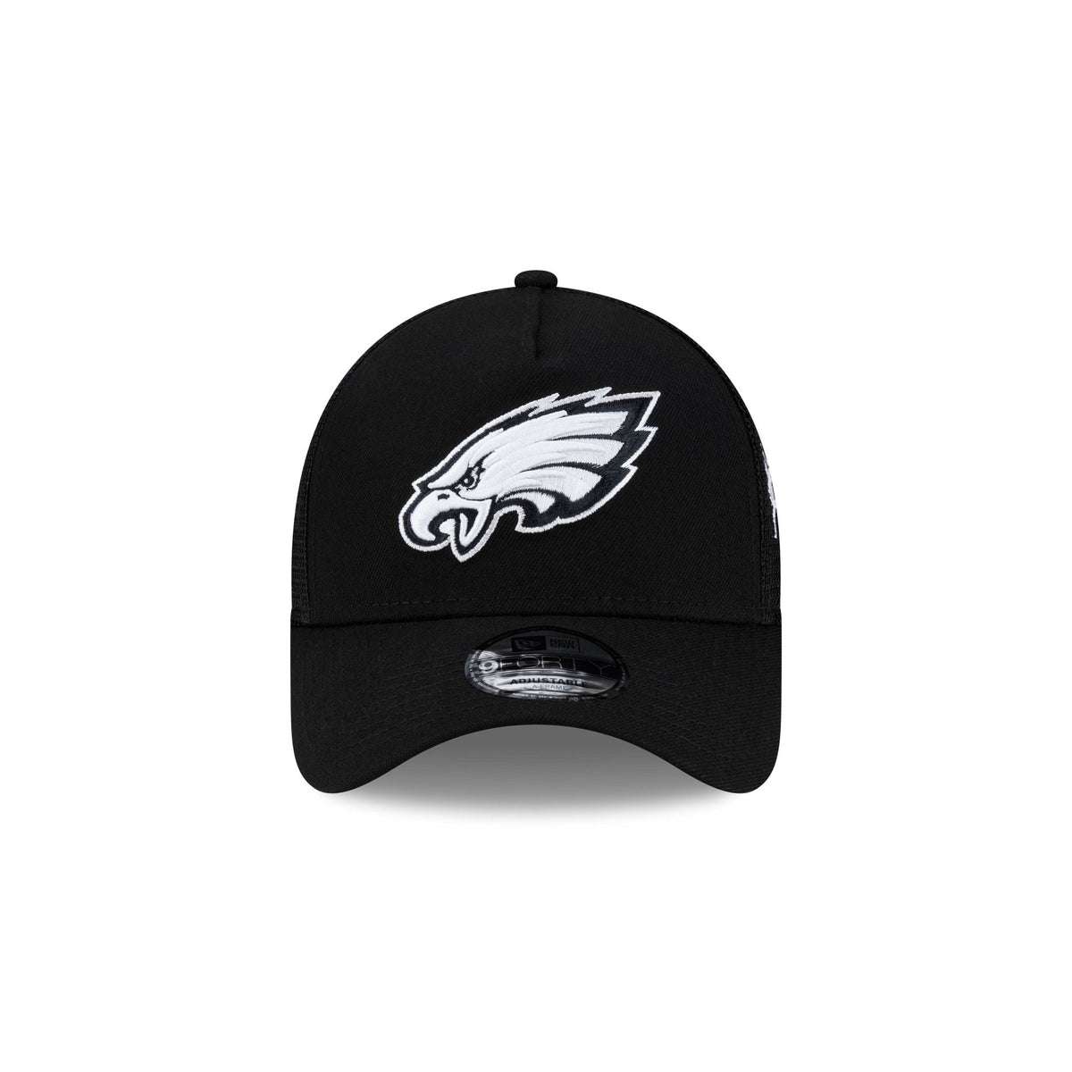 Philadelphia Eagles Side Script Black 9FORTY A-Frame Trucker Hat