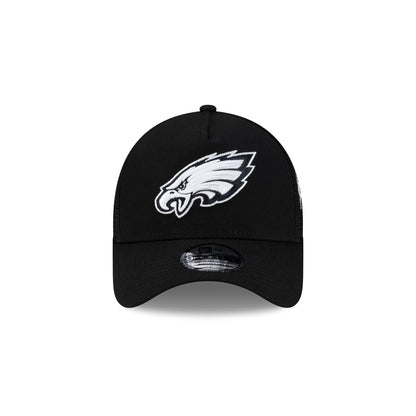 Philadelphia Eagles Side Script Black 9FORTY A-Frame Trucker Hat