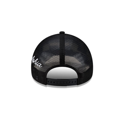 Philadelphia Eagles Side Script Black 9FORTY A-Frame Trucker Hat