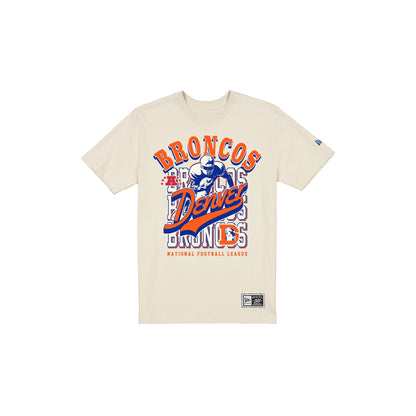 Denver Broncos Throwback Helmet Chrome White T-Shirt
