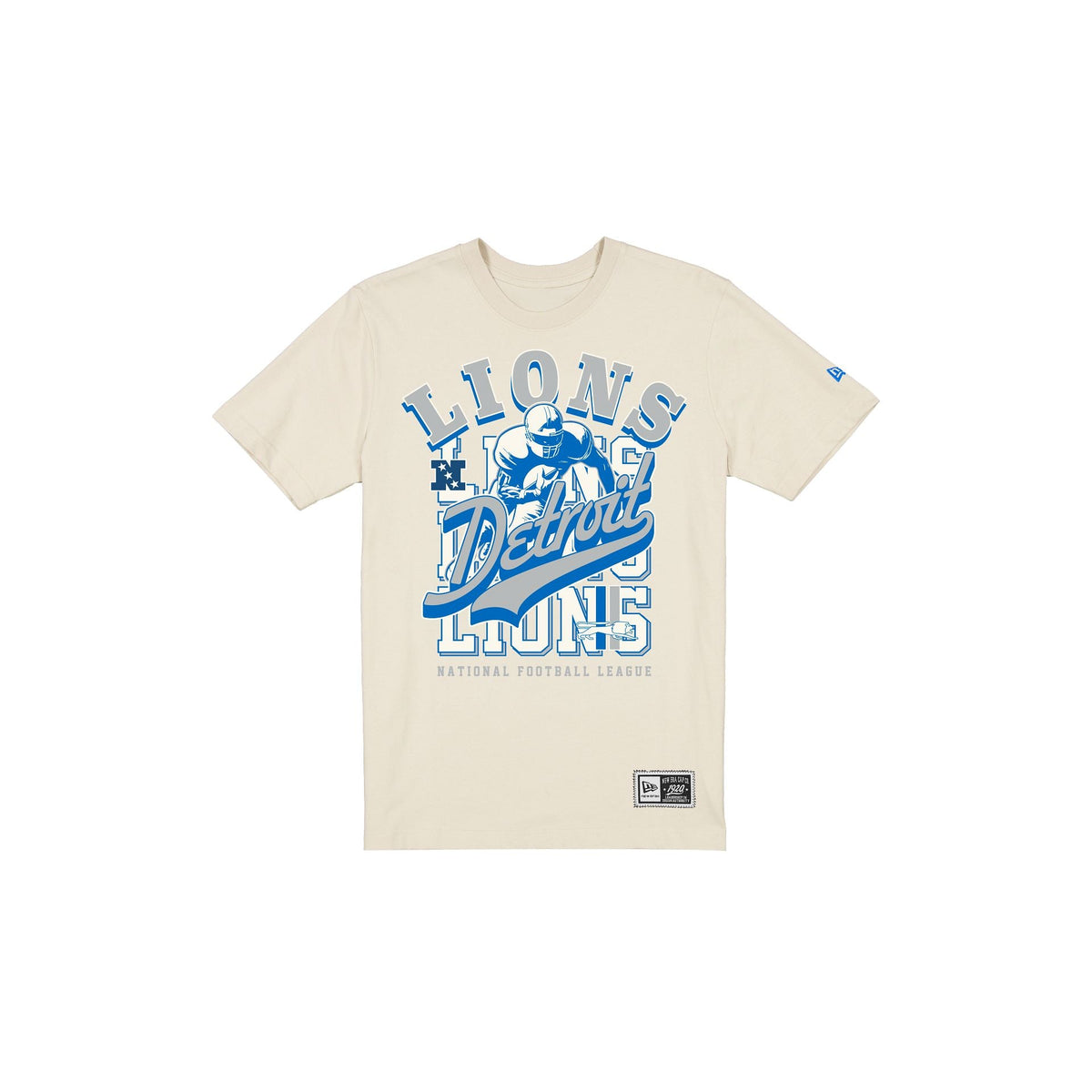 Detroit Lions Throwback Helmet Chrome White T-Shirt