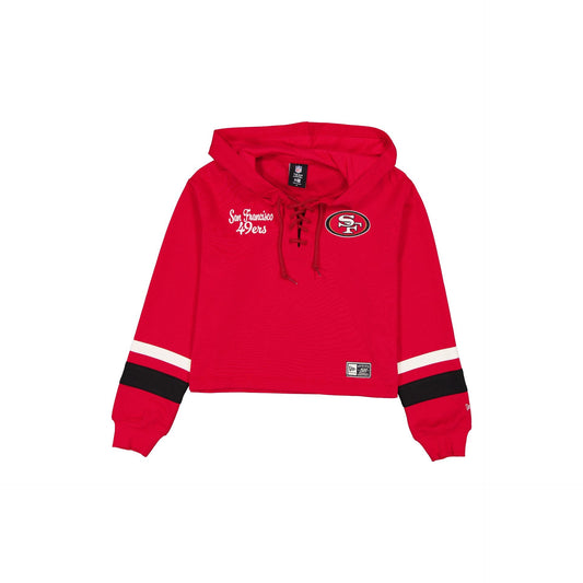 San Francisco 49ers Women's Throwback Cropped Tie Hoodie