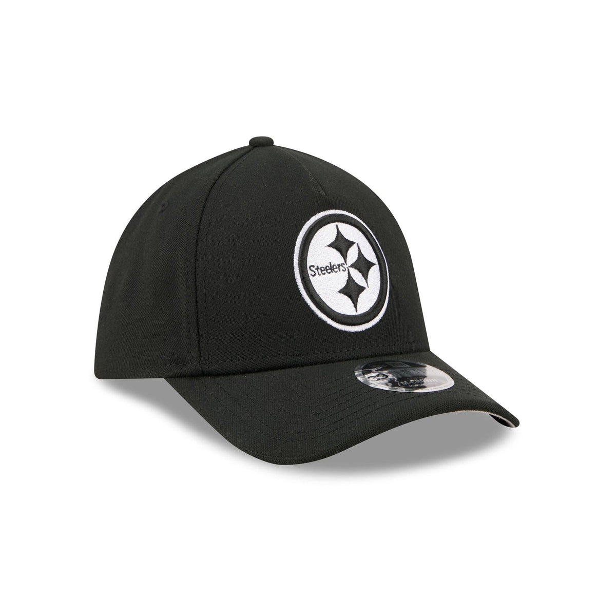 Pittsburgh Steelers Poly Black & White 39THIRTY M-Crown A-Frame Stretch Fit Hat