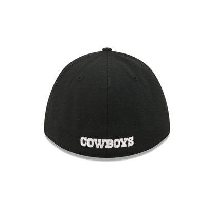 Dallas Cowboys Poly Black & White 39THIRTY M-Crown A-Frame Stretch Fit Hat