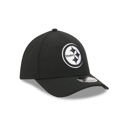 Pittsburgh Steelers Poly Black & White 39THIRTY M-Crown Stretch Fit Hat