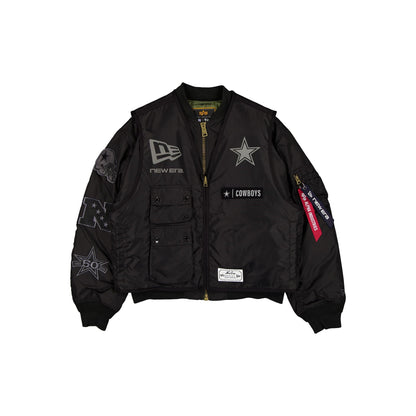 Alpha Industries x Dallas Cowboys Black 2-in-1 MA-1 Flight Jacket + Vest