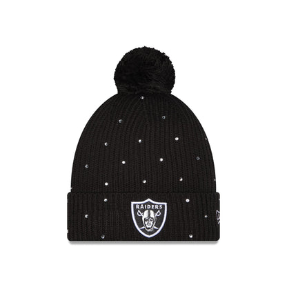 Las Vegas Raiders Women's Rhinestone Pom Knit Hat