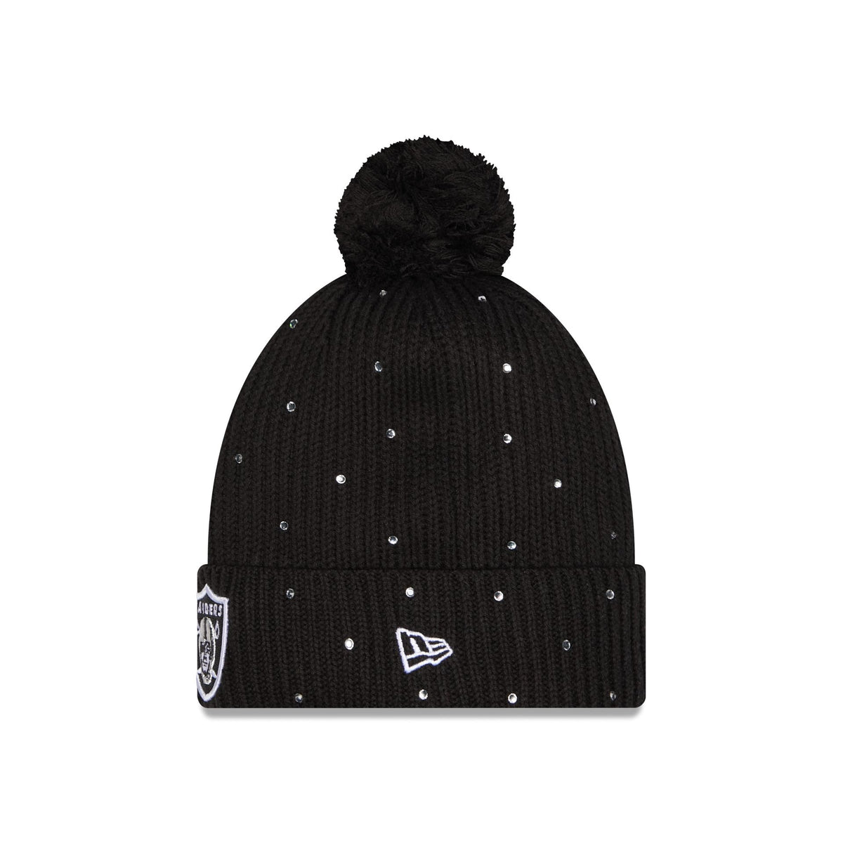 Las Vegas Raiders Women's Rhinestone Pom Knit Hat