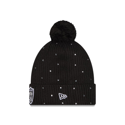 Las Vegas Raiders Women's Rhinestone Pom Knit Hat