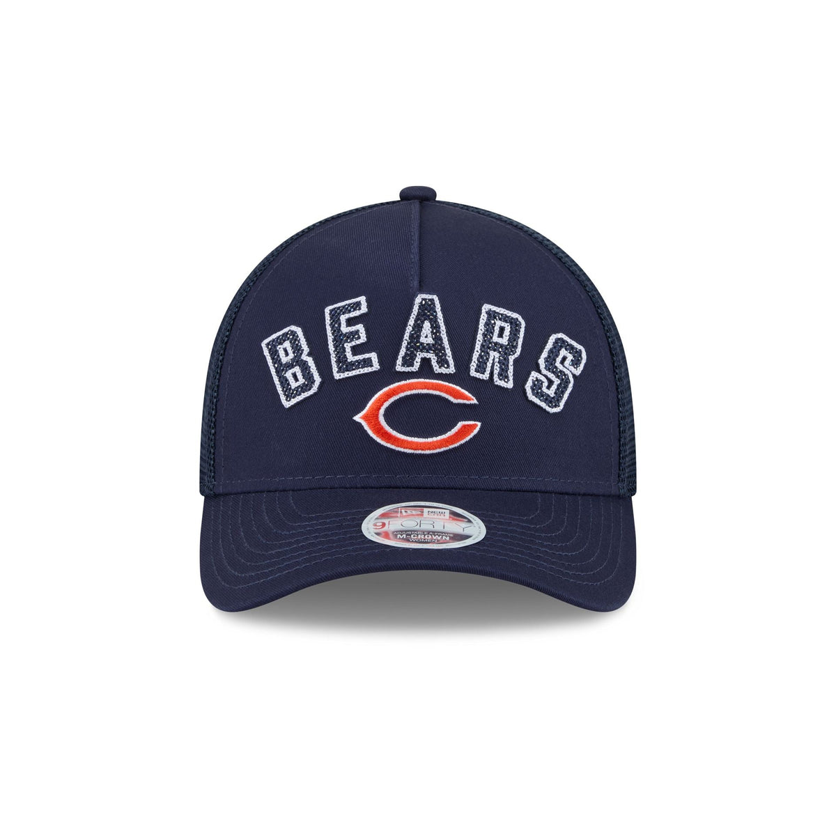Chicago Bears Sequin Wordmark Women's 9FORTY M-Crown A-Frame Trucker Hat