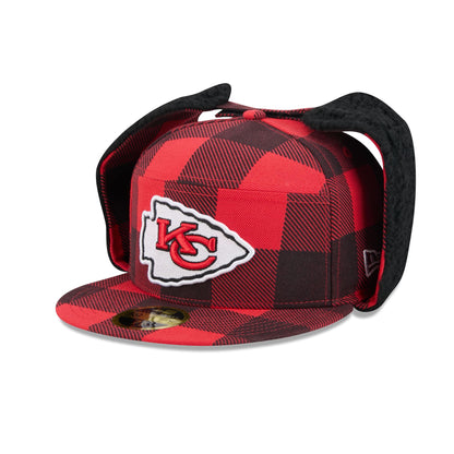 Kansas City Chiefs Plaid Split Panel Dog Ear 59FIFTY Fitted Hat