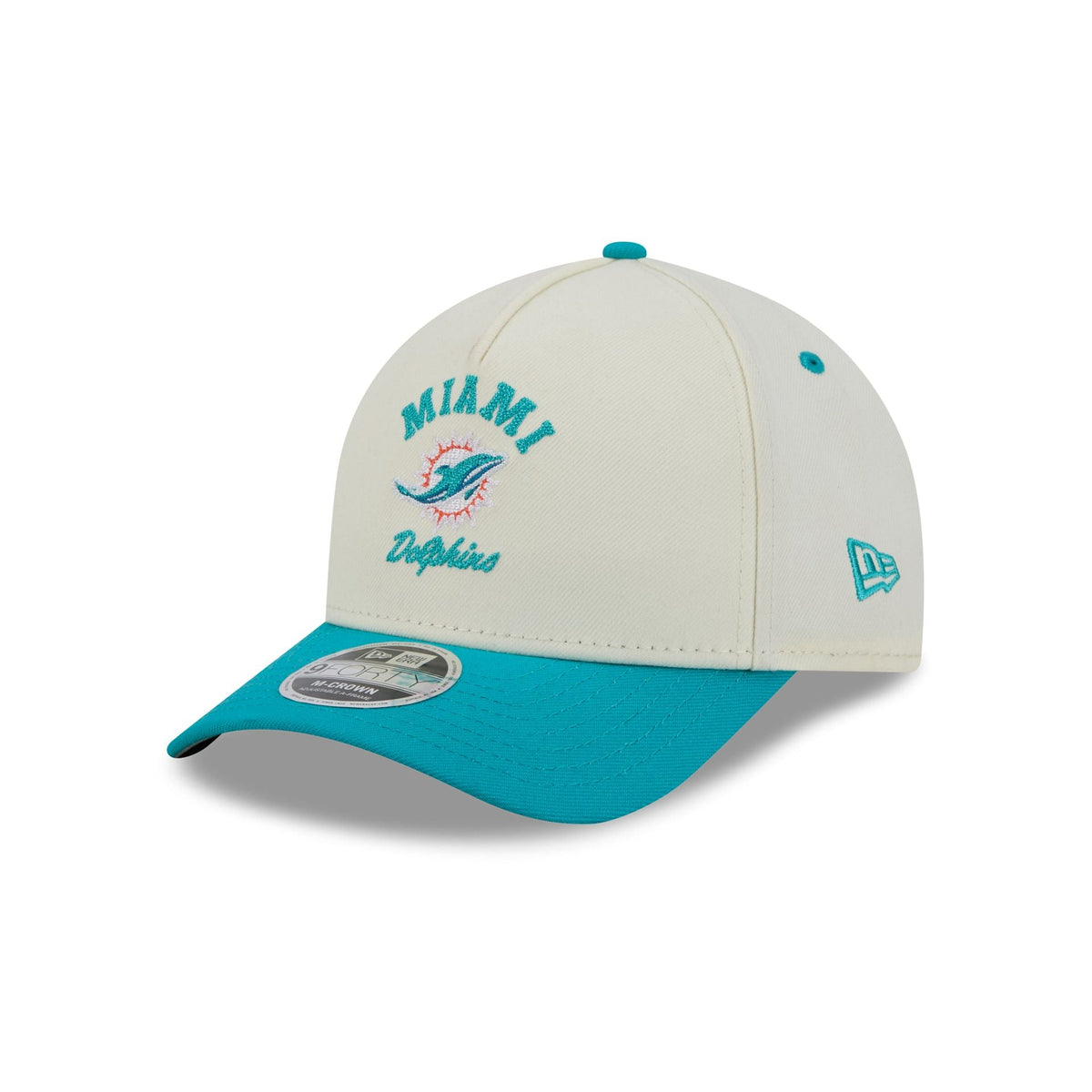 Miami Dolphins Arched Graphic Chrome White 9FORTY M-Crown A-Frame Snapback Hat