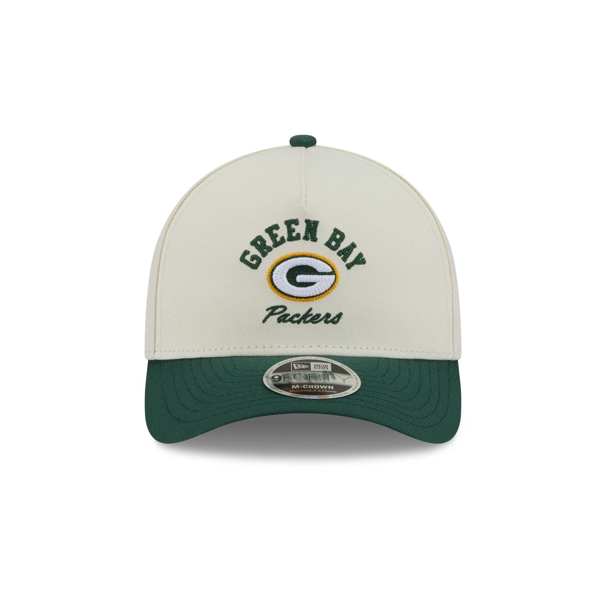 Green Bay Packers Arched Graphic Chrome White 9FORTY M-Crown A-Frame Snapback Hat