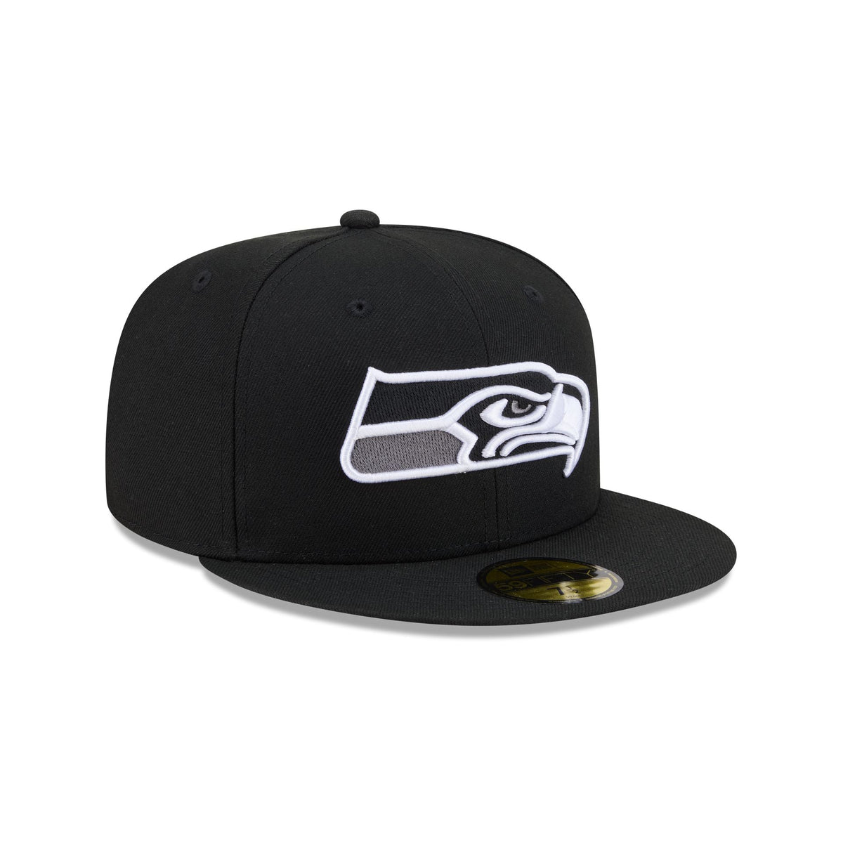 Seattle Seahawks Black and White Basic 59FIFTY Fitted Hat