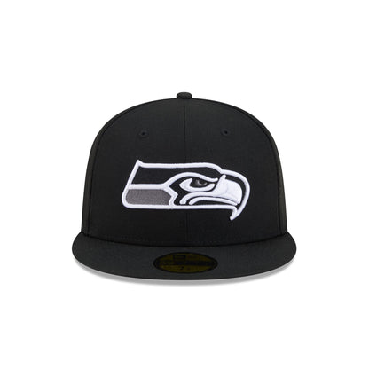 Seattle Seahawks Black and White Basic 59FIFTY Fitted Hat