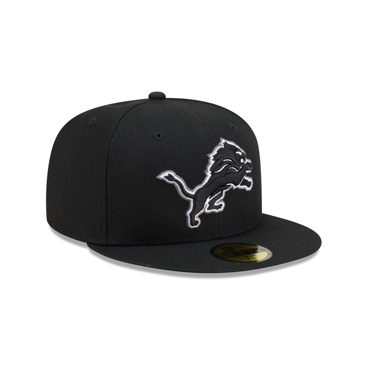 Detroit Lions Black and White Basic 59FIFTY Fitted Hat
