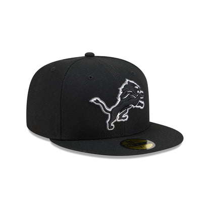 Detroit Lions Black and White Basic 59FIFTY Fitted Hat