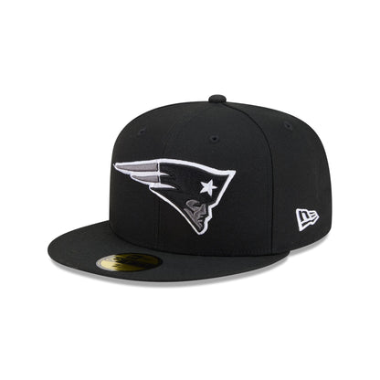 New England Patriots Black and White Basic 59FIFTY Fitted Hat