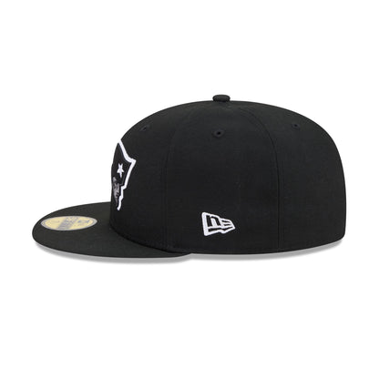 New England Patriots Black and White Basic 59FIFTY Fitted Hat