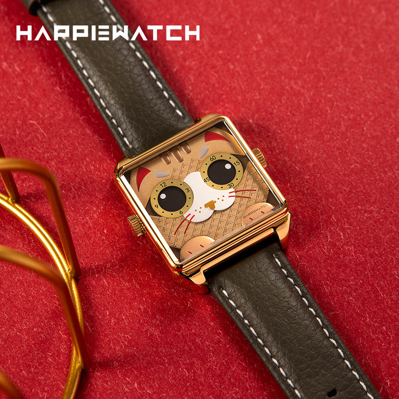 HappieWatch The Lucky Cat A Golden Charm Watch