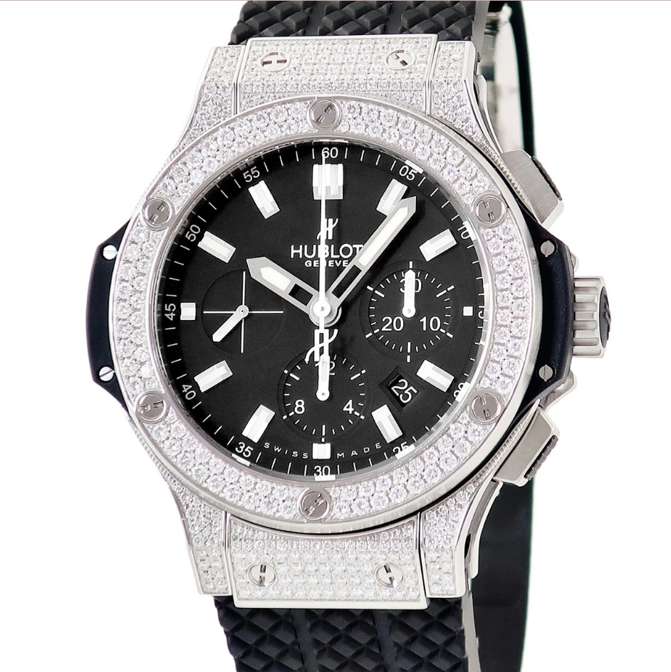 Big Bang Black Dial Chronograph Stainless Steel Diamond Pave Men-s Watch 301SX1170SX2704