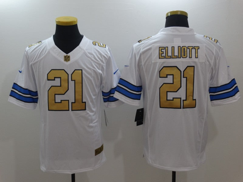 Men’s Dallas Cowboys Ezekiel Elliott #21 White Alternate Jersey