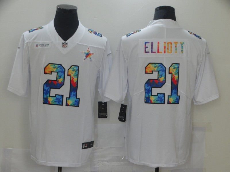 Men’s Dallas Cowboys Ezekiel Elliott #21 White Jersey
